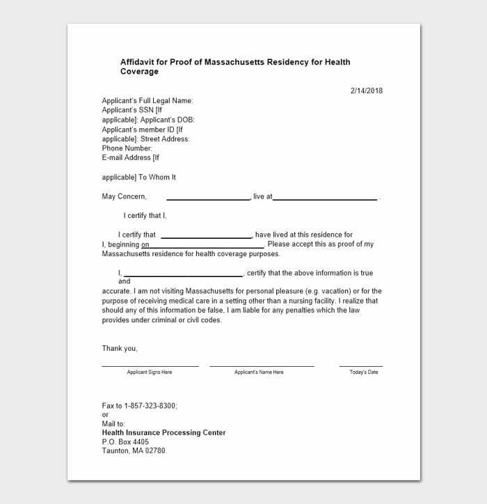 landlord proof of residency letter template