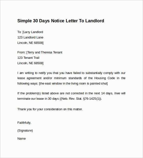 landlord termination of tenancy letter template