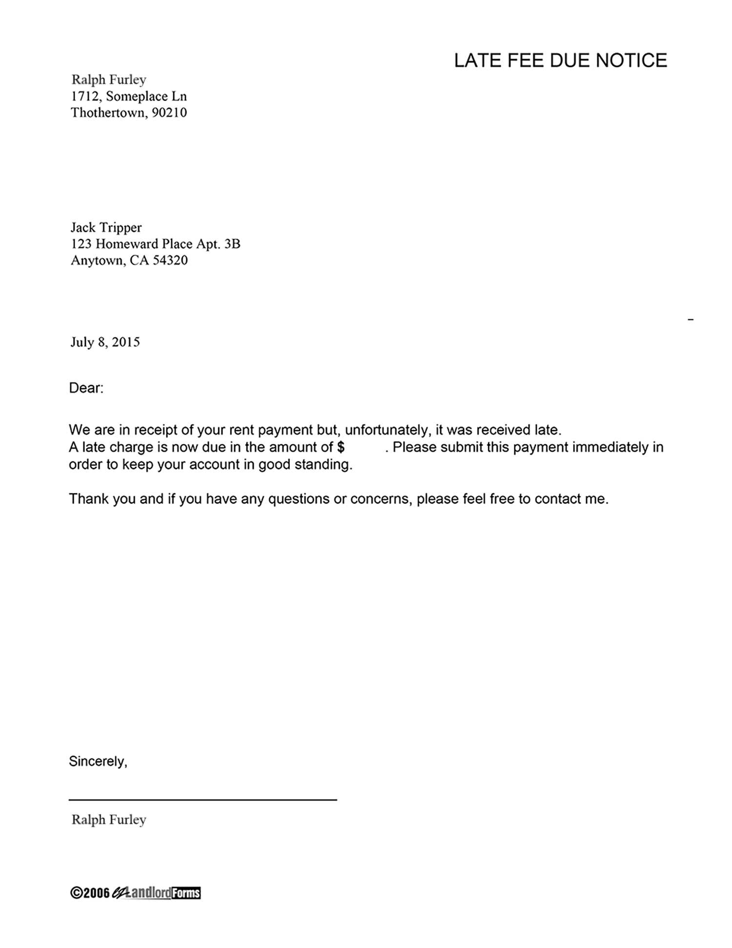 late fee letter template