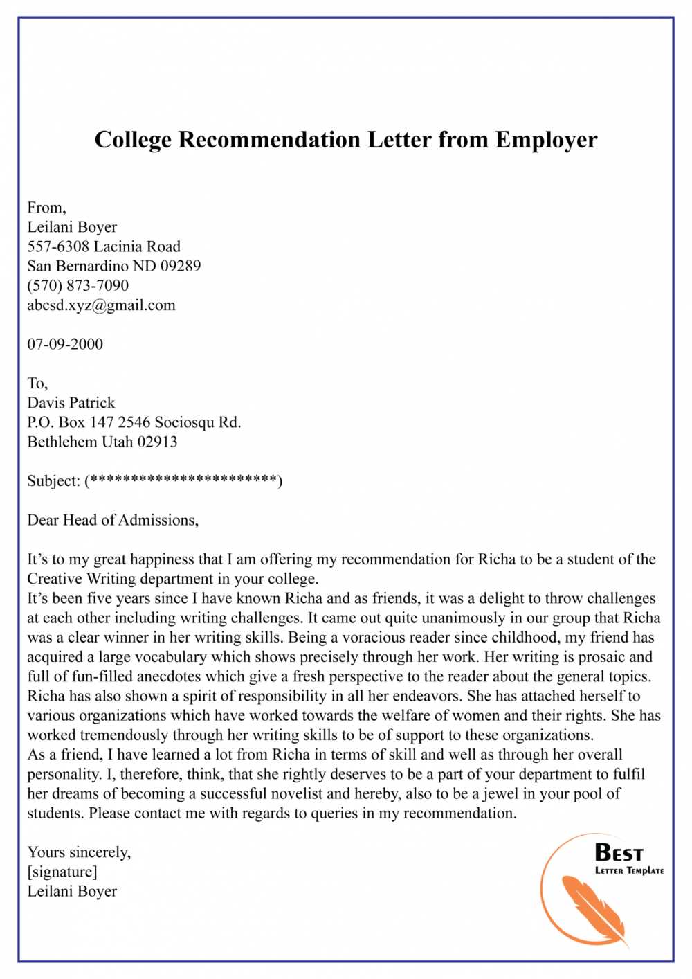 leaving job letter template