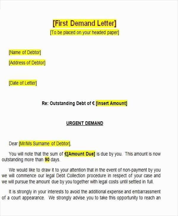 legal letter demand template