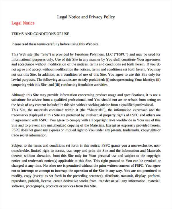 legal notice letter template