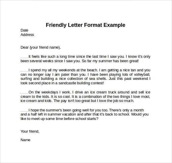 letter format template for students