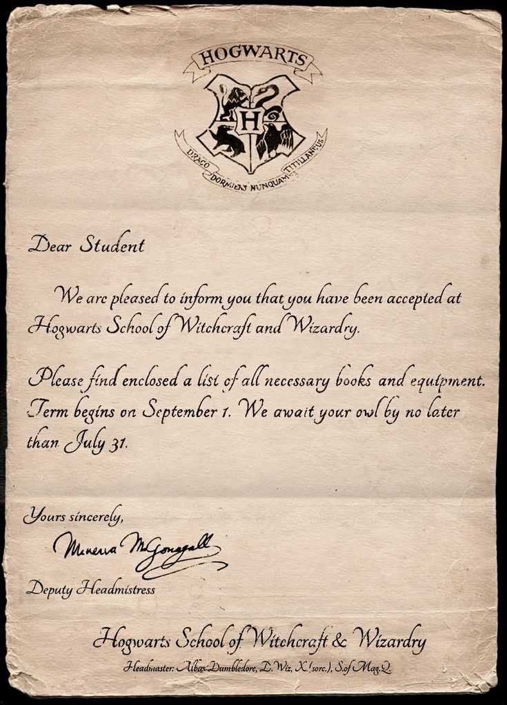 letter from harry potter template