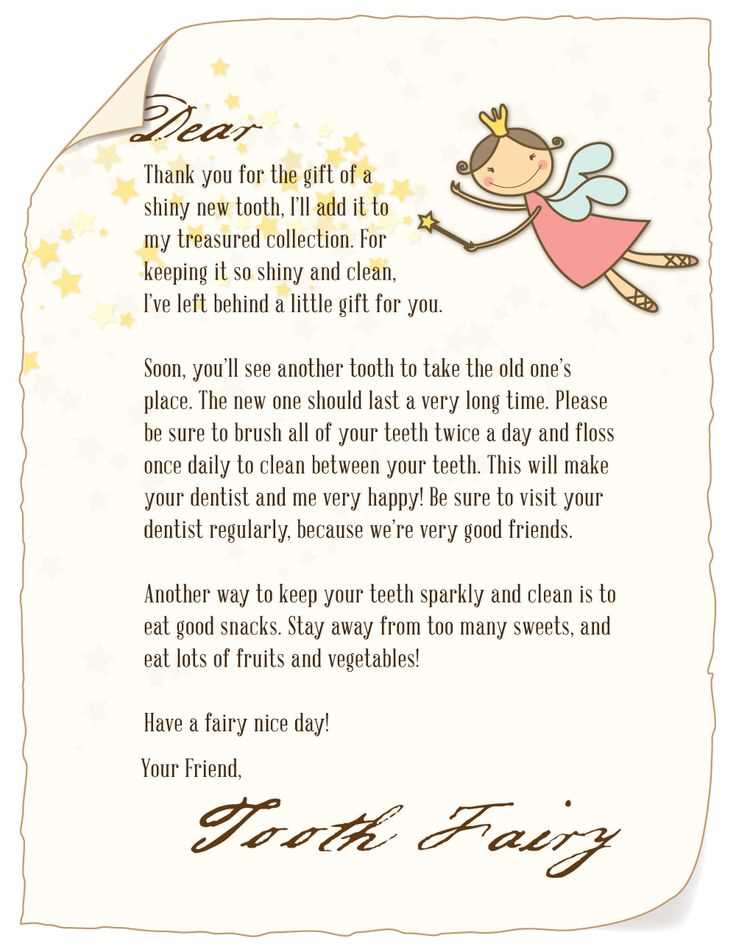 letter from tooth fairy template free