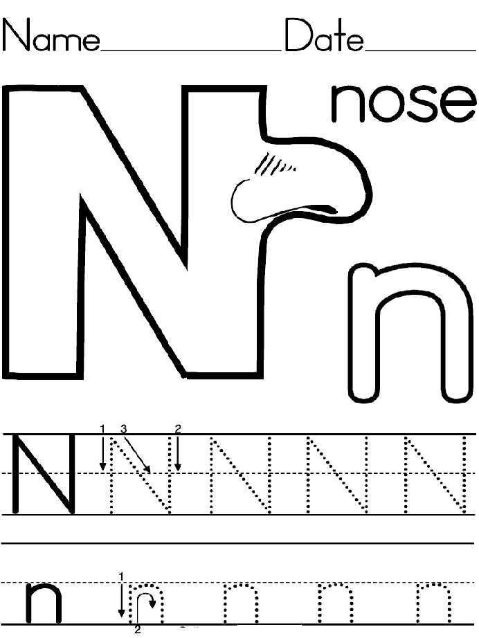 letter n template for preschool