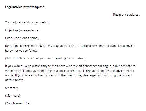 letter of advice to client template