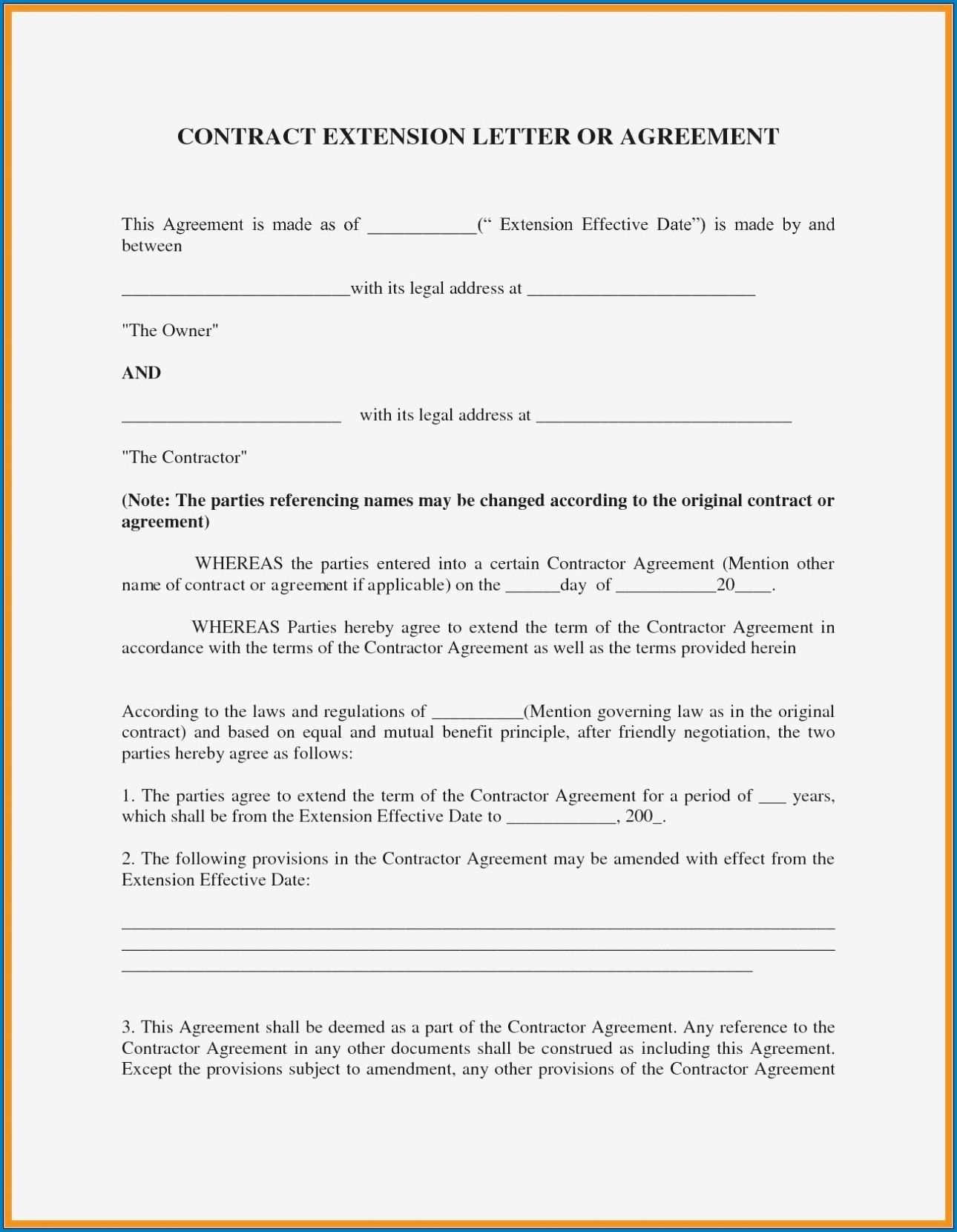 letter of agreement format template