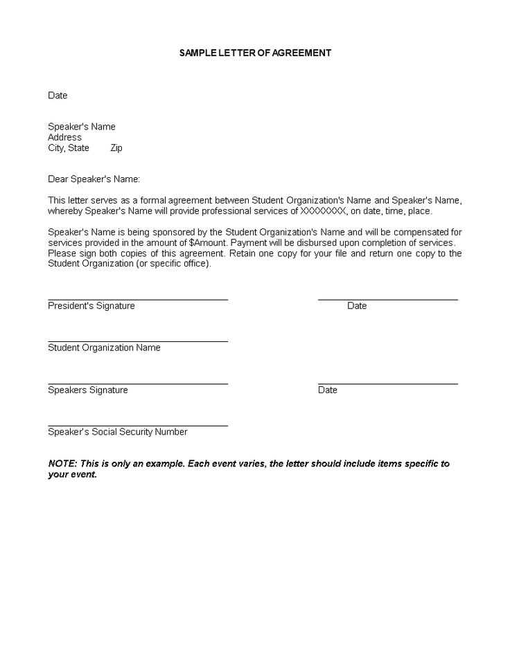 letter of agreement template download