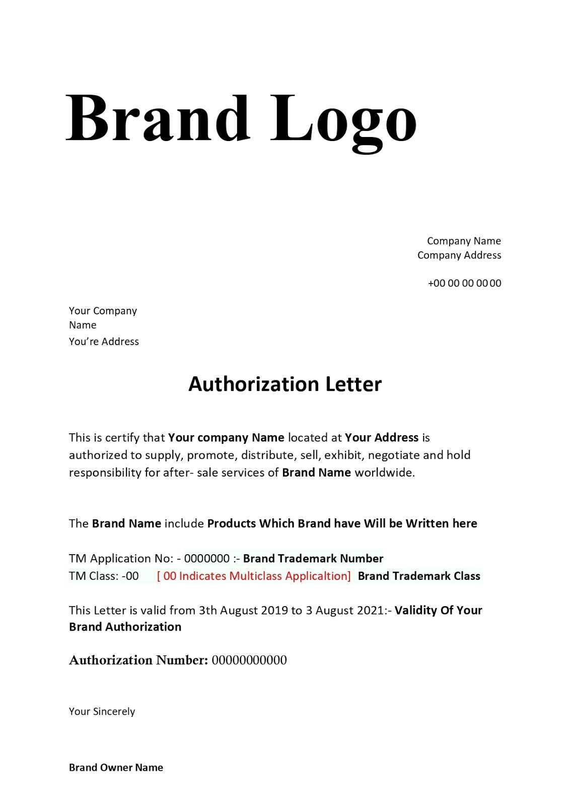 letter of authorization template word