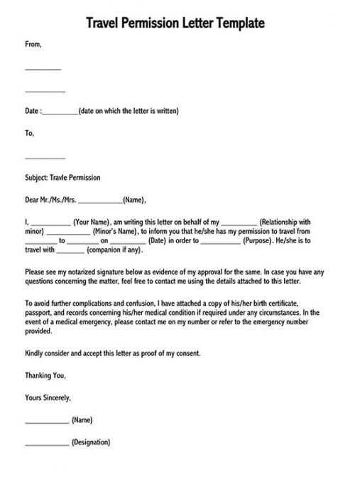 letter of consent to travel template