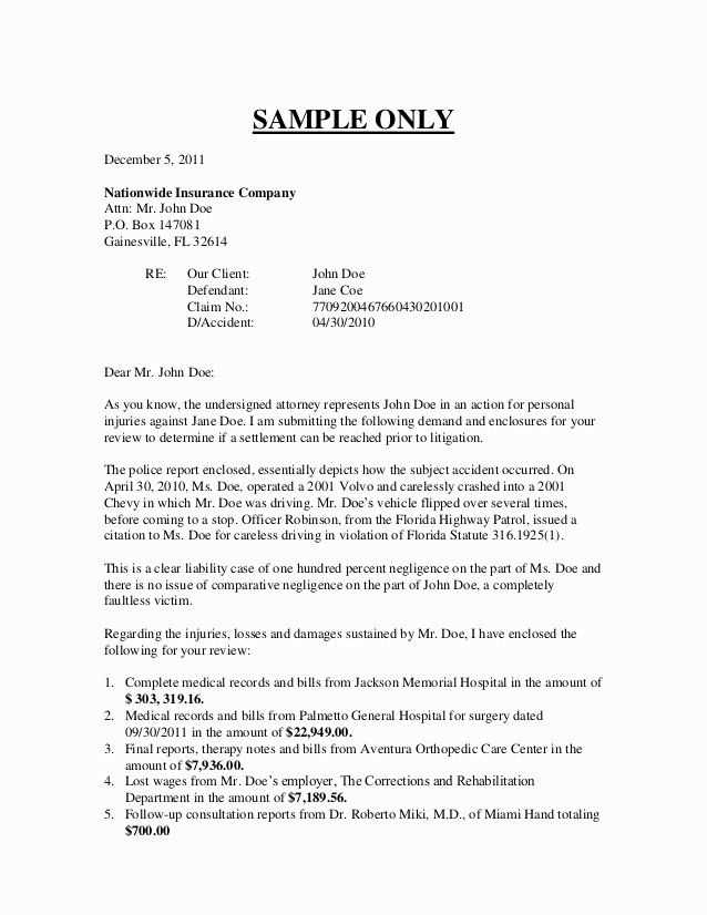 letter of demand car accident template