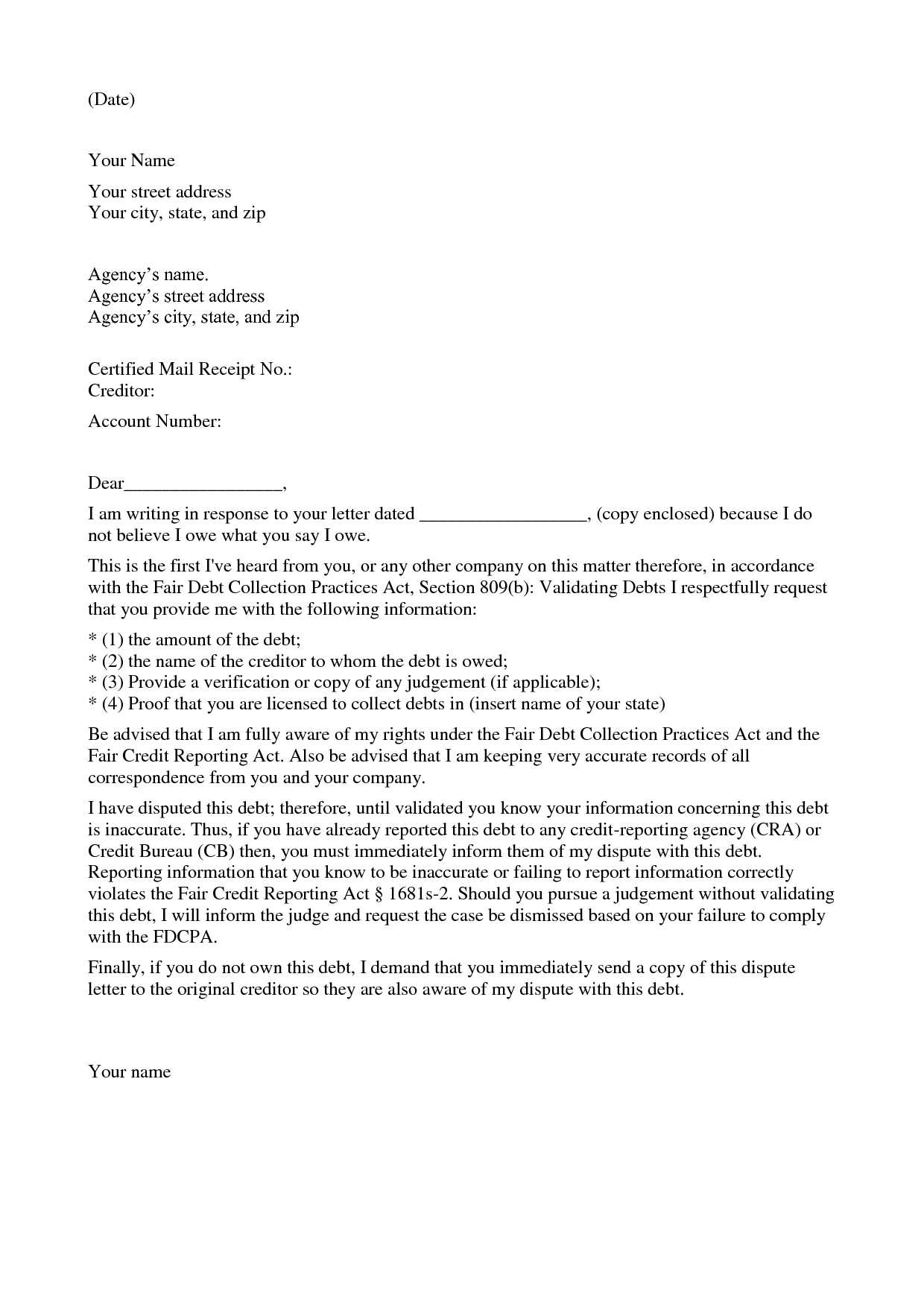 letter of dispute to credit bureau template