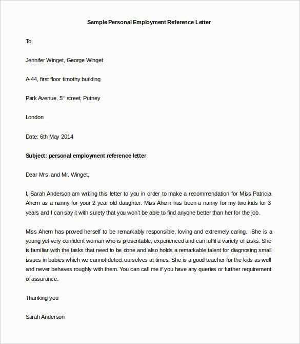 letter of employment template word