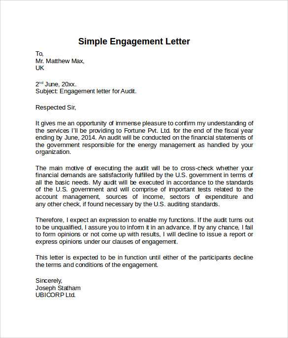 letter of engagement template contractor