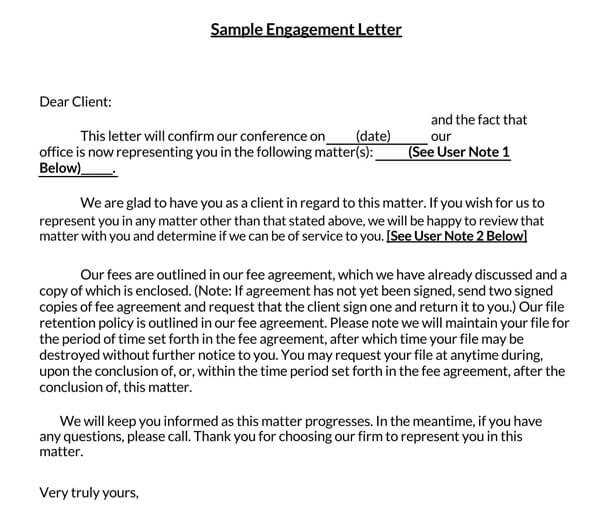 letter of engagement template uk