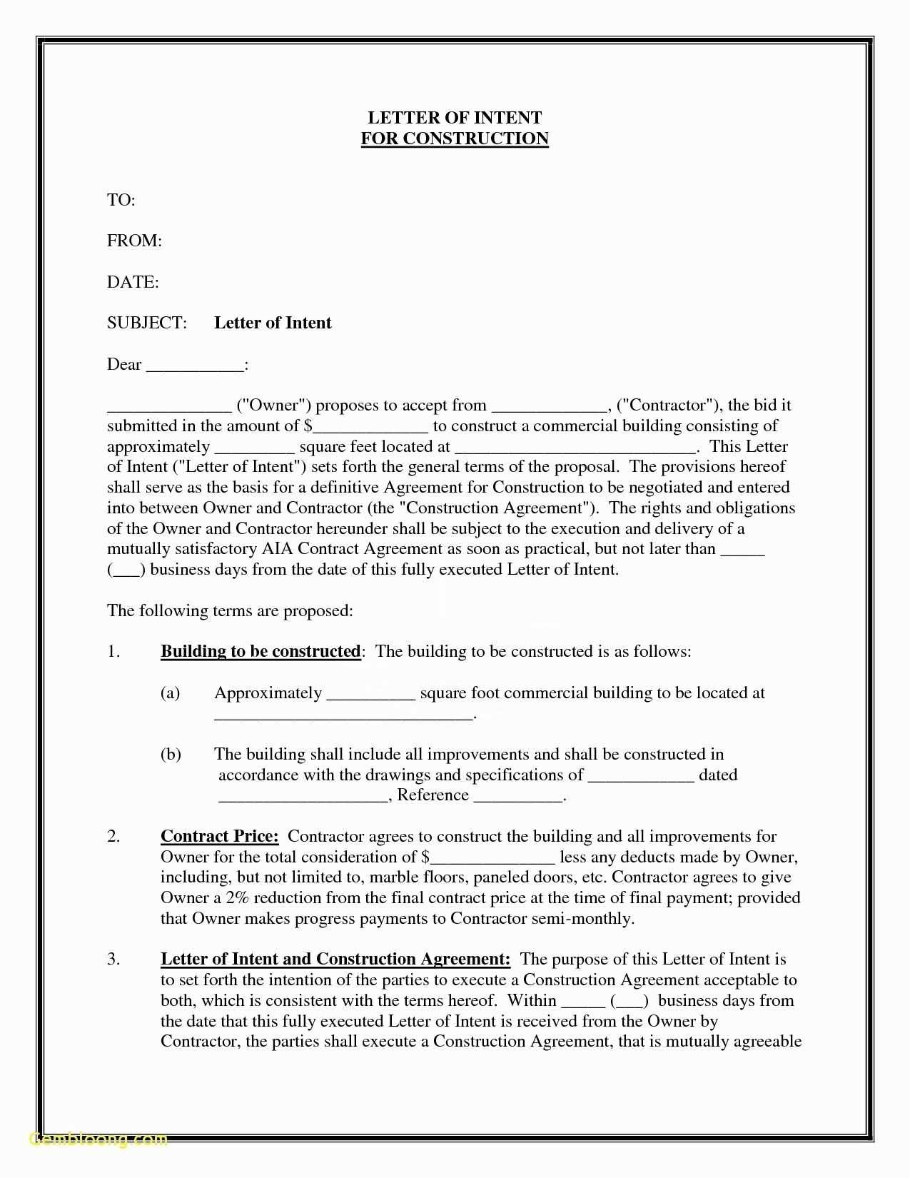 letter of intent construction template