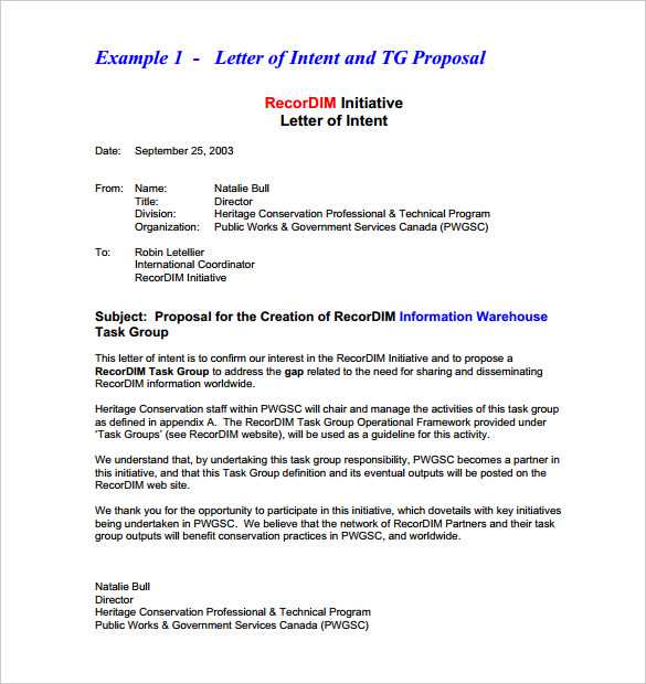 letter of intent for business template