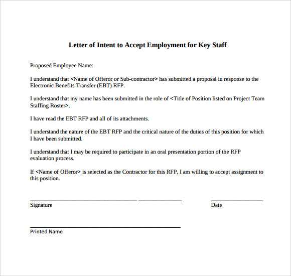 letter of intent for job promotion template