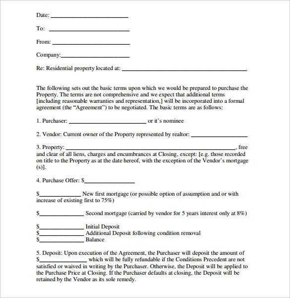 letter of intent template purchase order