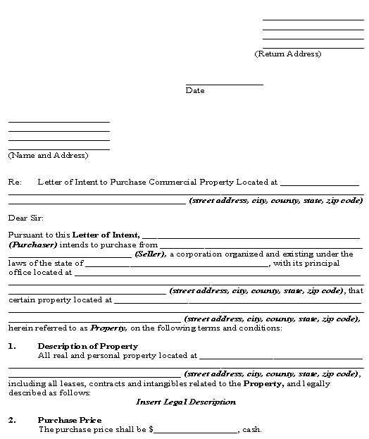 letter of intent template real estate lease