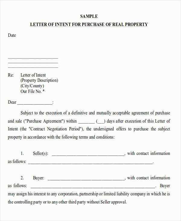 letter of intent to lease template