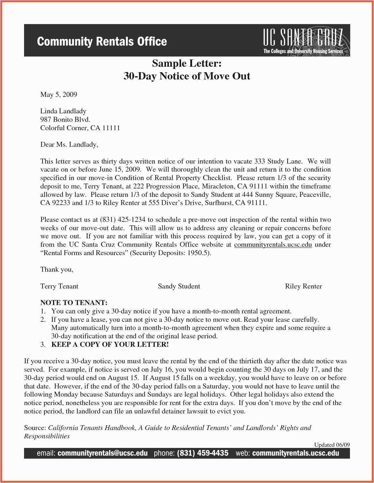 letter of moving out notice template