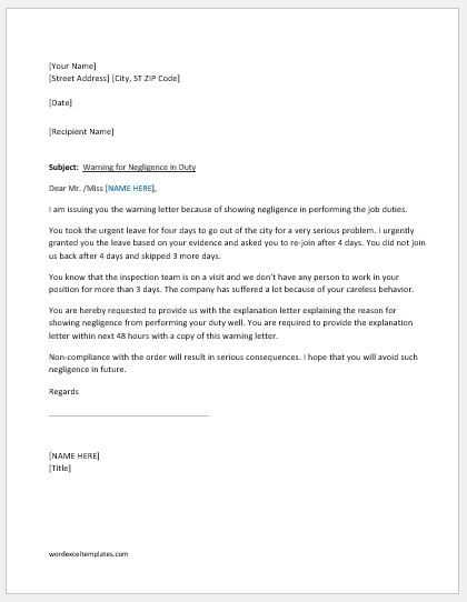 letter of non compliance template