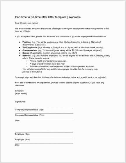 letter of offer of employment template