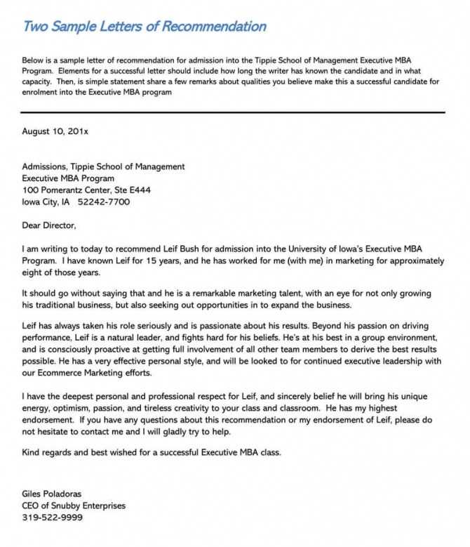 letter of recommendation for student template word