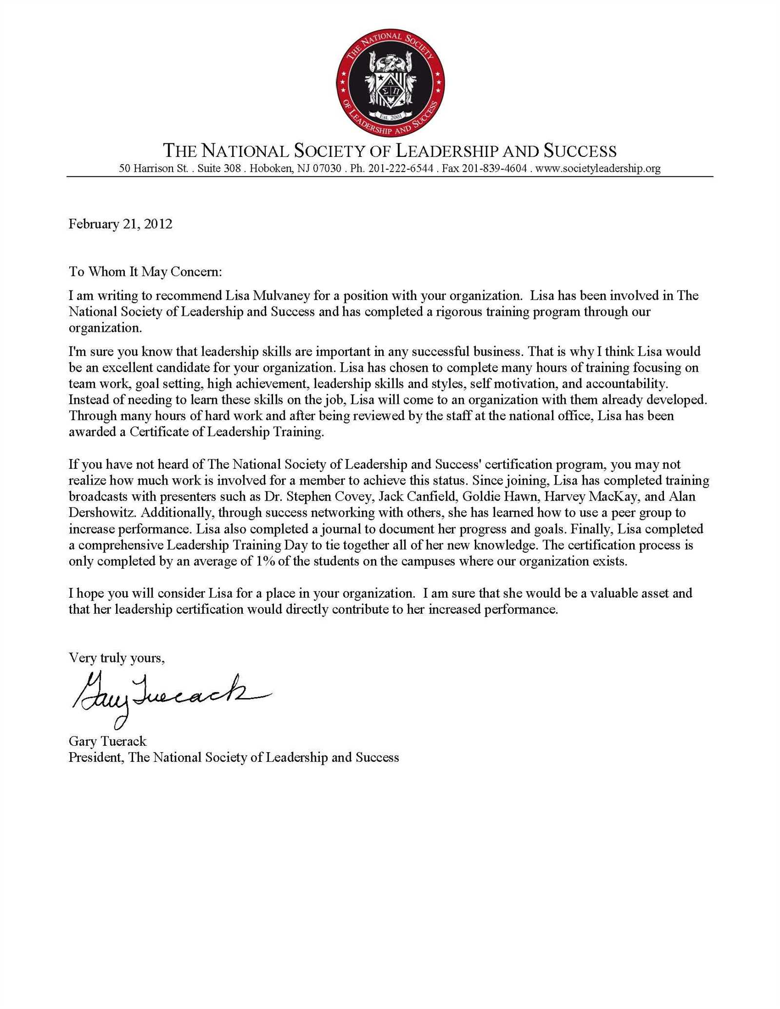 letter of recommendation national honor society template