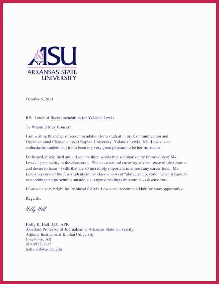 letter of recommendation university template