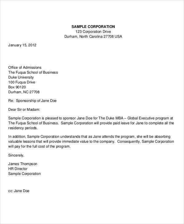 letter of support from parent company to subsidiary template