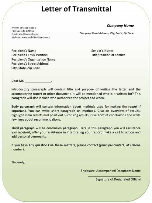 letter of transmittal template free download