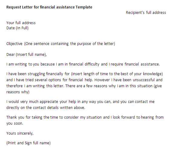 letter requesting funds template