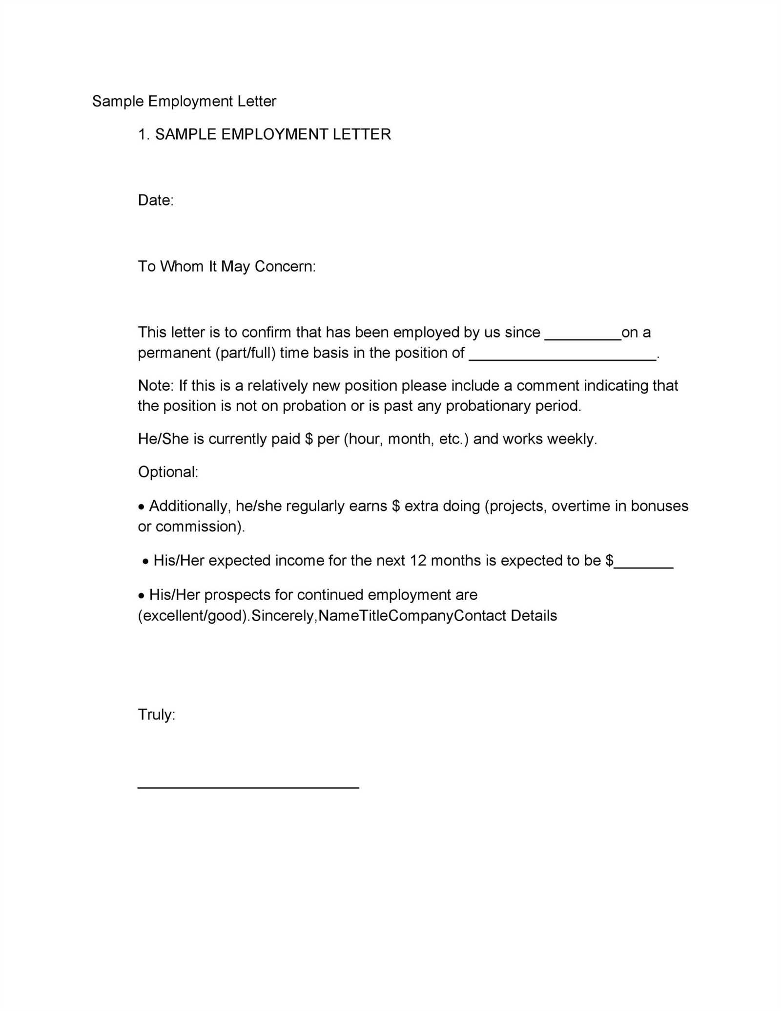 letter stating employment template