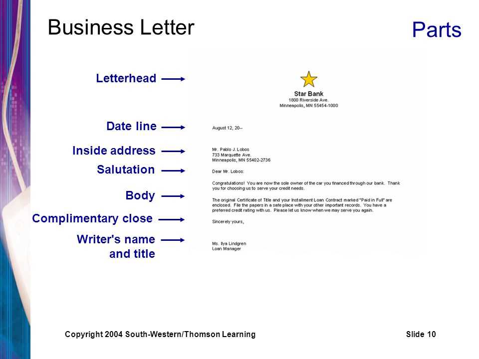 letter template address placement