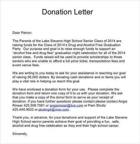 letter template to ask for donations