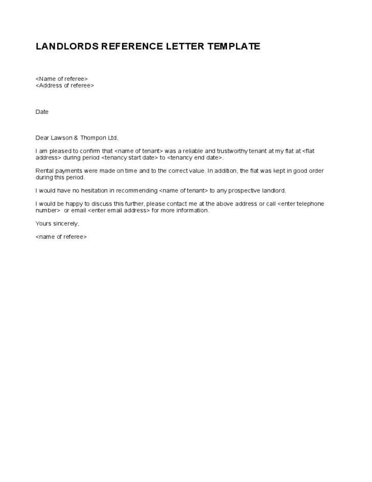 letter template to landlord