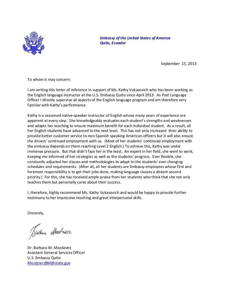 letter to an ambassador template