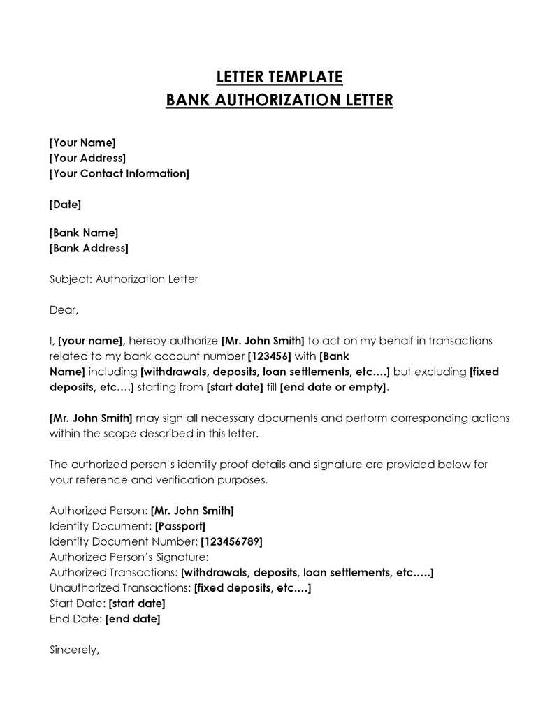 letter to bank template word