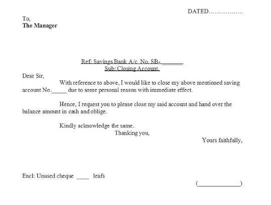 letter to close business bank account template