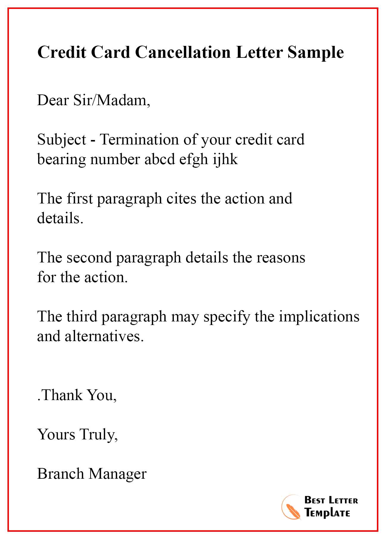 letter to credit card company template