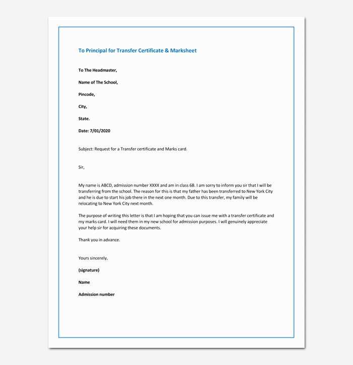 letter to principal template