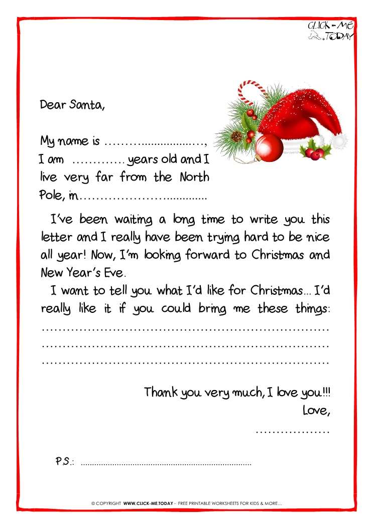 letter to santa template for preschoolers