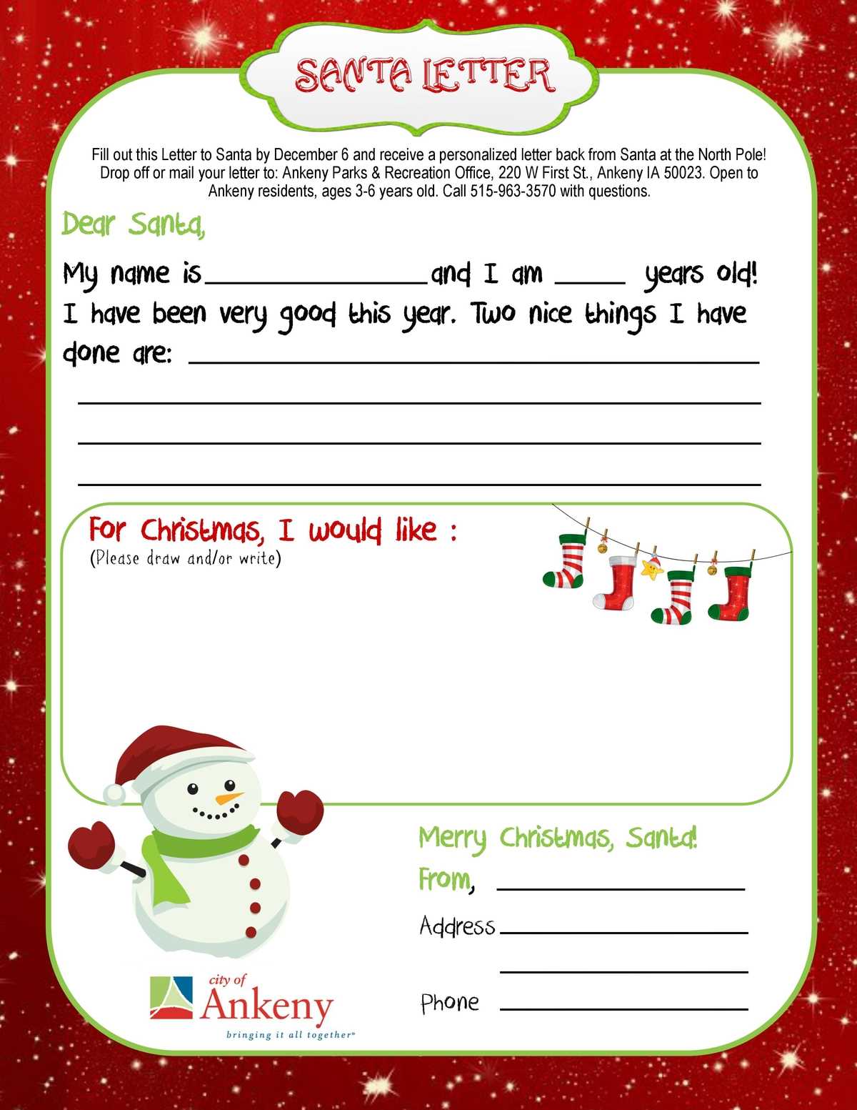 letter to santa template in spanish