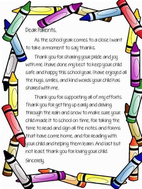 letter to teacher from student template