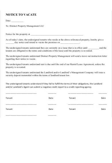 letter to vacate apartment template