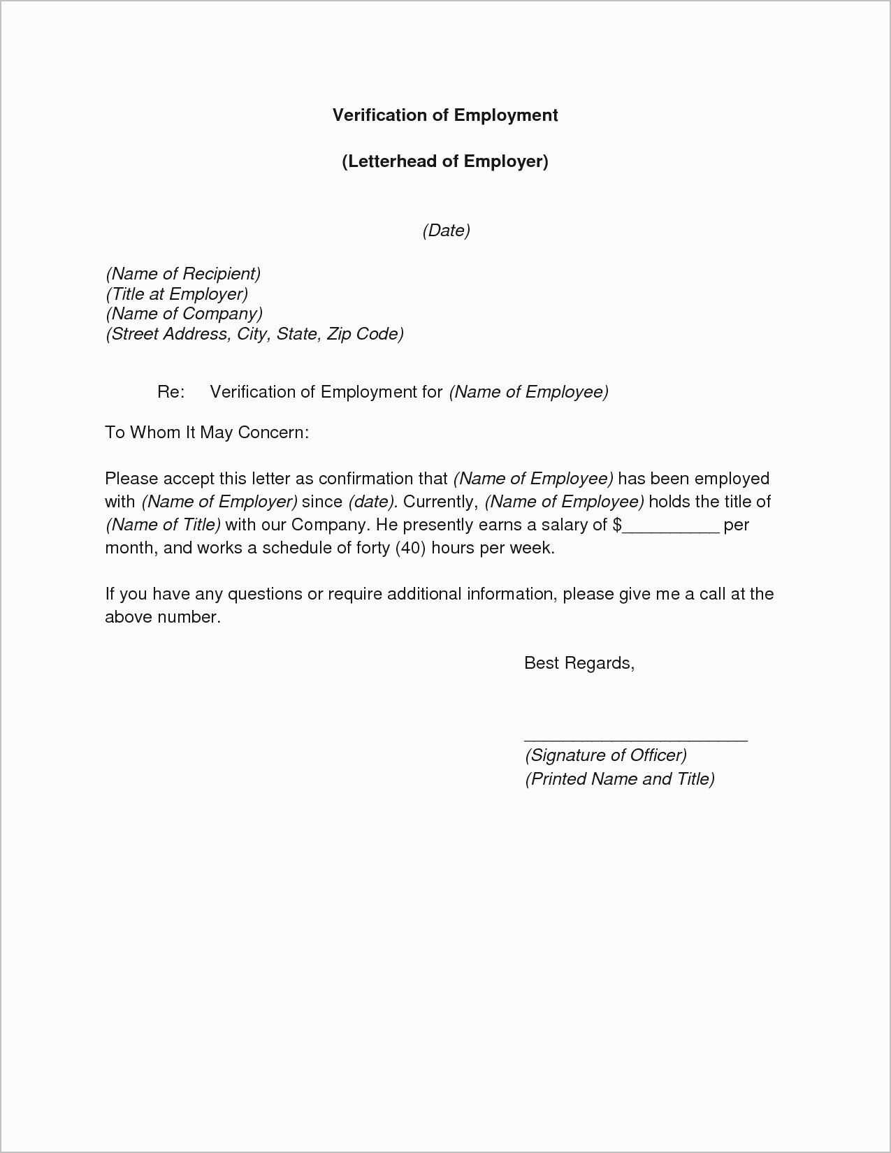 letter to verify employment template