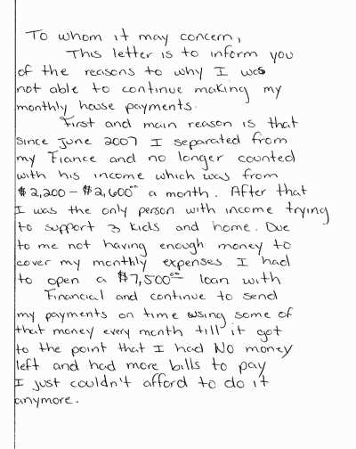 loan modification hardship letter template